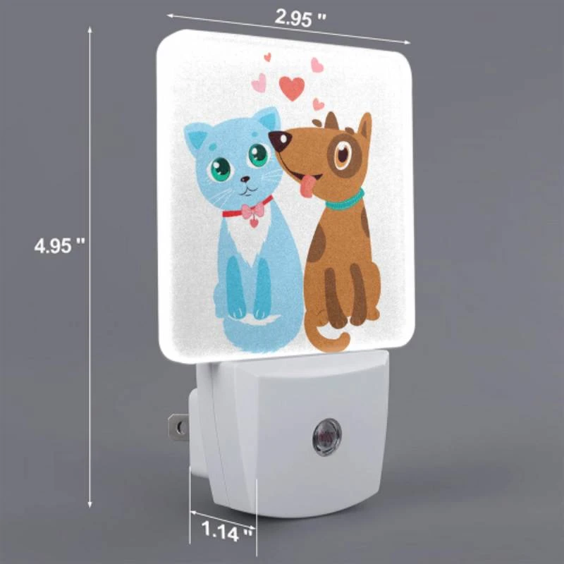 Night Light Set of 2, A blue cat and a brown dog are sitting next to each other. Night Light Set Of 2, A Blue Cat And A Brown Dog Are Sitting Next To Each Other. -Pattern Night Light 4baf2b5a64994ea6dbc5f7271382dcddb36fa218