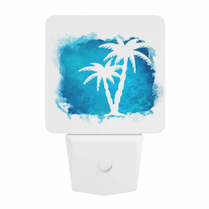 Night Light, A blue and white painting of a palm tree. Night Light, A Blue And White Painting Of A Palm Tree. -Pattern Night Light 4d30cf0edebf6d453d466247941f97aa88037777