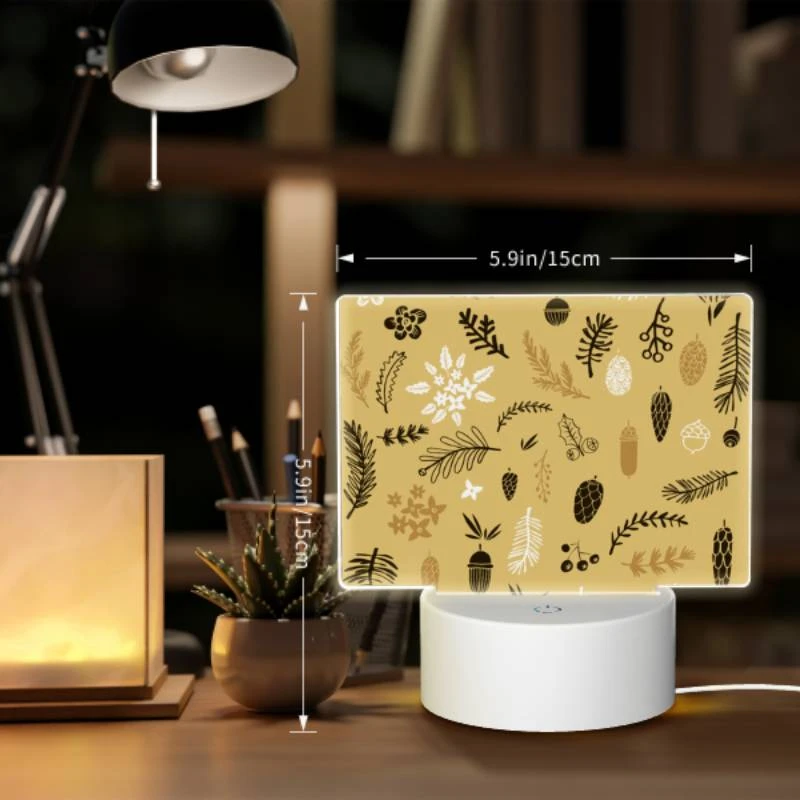 Rectangular Acrylic Night Light, A collection of various plants and fruits. Rectangular Acrylic Night Light, A Collection Of Various Plants And Fruits. -Pattern Night Light 4d8b84374c2c7510f97d64de02a54237c5f7601c