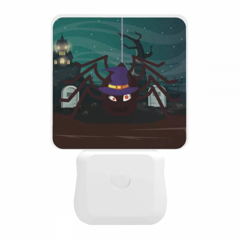 Night Light, A spider with a witch's hat on its head is hanging from a rope. Night Light, A Spider With A Witch's Hat On Its Head Is Hanging From A Rope. -Pattern Night Light 4d8f476f3e4ead954ac7e255c7e60192057a47b5