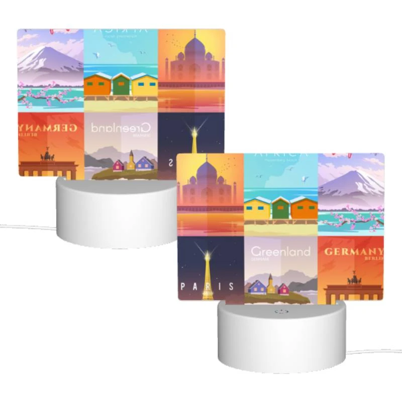 Rectangular Acrylic Night Light, A collection of posters featuring various countries. Rectangular Acrylic Night Light, A Collection Of Posters Featuring Various Countries. -Pattern Night Light 4d9cc1018cc31ce2a8fb5c75cb246f607463996f