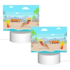 Rectangular Acrylic Night Light, A Woman Is Sitting On A Beach Chair With A Laptop 3 Rectangular Acrylic Night Light, A Woman Is Sitting On A Beach Chair With A Laptop -Pattern Night Light 4e13f9e83a73933bc64eddb296be5c3d301835ac