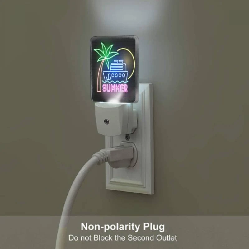 Night Light Set of 2, A neon sign that says "Summer" with a boat on it. Night Light Set Of 2, A Neon Sign That Says "Summer" With A Boat On It. -Pattern Night Light 4e30a377abfc9a980f5f6117151822cbf7825705