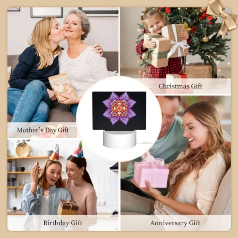 Rectangular Acrylic Night Light, A purple and orange flower with a yellow center. Rectangular Acrylic Night Light, A Purple And Orange Flower With A Yellow Center. -Pattern Night Light 4e5f43563b8f0848666b159a51f4ac979ec3f8ca