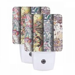 Night Light Set Of 2, Three Colorful And Intricate Designs Are Displayed Side By Side.