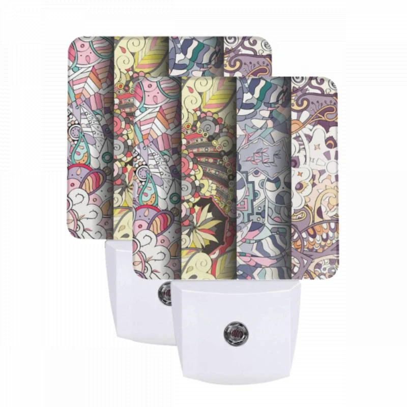 Night Light Set of 2, Three colorful and intricate designs are displayed side by side. Night Light Set Of 2, Three Colorful And Intricate Designs Are Displayed Side By Side. -Pattern Night Light 4e71ed1cbb19a2a3b86f8ba24d08793b587879b8