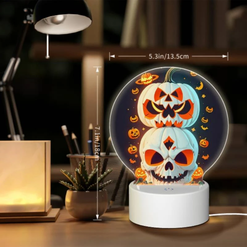 Round Acrylic Night Light, Three pumpkins are stacked on top of each other Round Acrylic Night Light, Three Pumpkins Are Stacked On Top Of Each Other -Pattern Night Light 4ed7f9c5e78098f1d3b25d48d744231e33b5e963