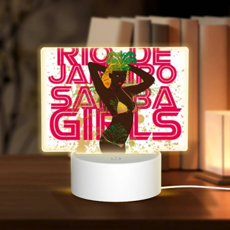 Rectangular Acrylic Night Light, A woman wearing a grass skirt and a headband poses for a picture. Rectangular Acrylic Night Light, A Woman Wearing A Grass Skirt And A Headband Poses For A Picture. -Pattern Night Light 4f6b5c04a0af3da34b878e5e94ee882d54c14046