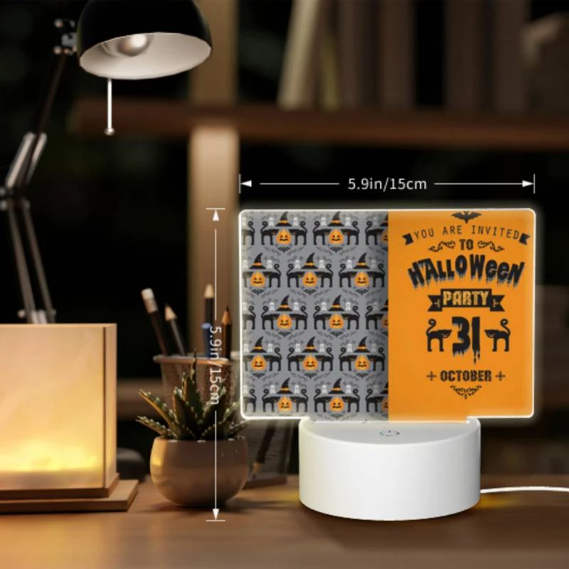 Rectangular Acrylic Night Light, A Halloween party invitation with a witch on it. Rectangular Acrylic Night Light, A Halloween Party Invitation With A Witch On It. -Pattern Night Light 4f9c7a1a2a20fa9a8e178dca5e0536c874791a43