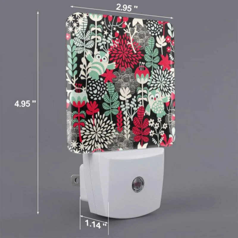 Night Light Set of 2, A colorful floral pattern with a bird and a red apple. Night Light Set Of 2, A Colorful Floral Pattern With A Bird And A Red Apple. -Pattern Night Light 503f06415de46dab23886a28cff9b8030973ab50