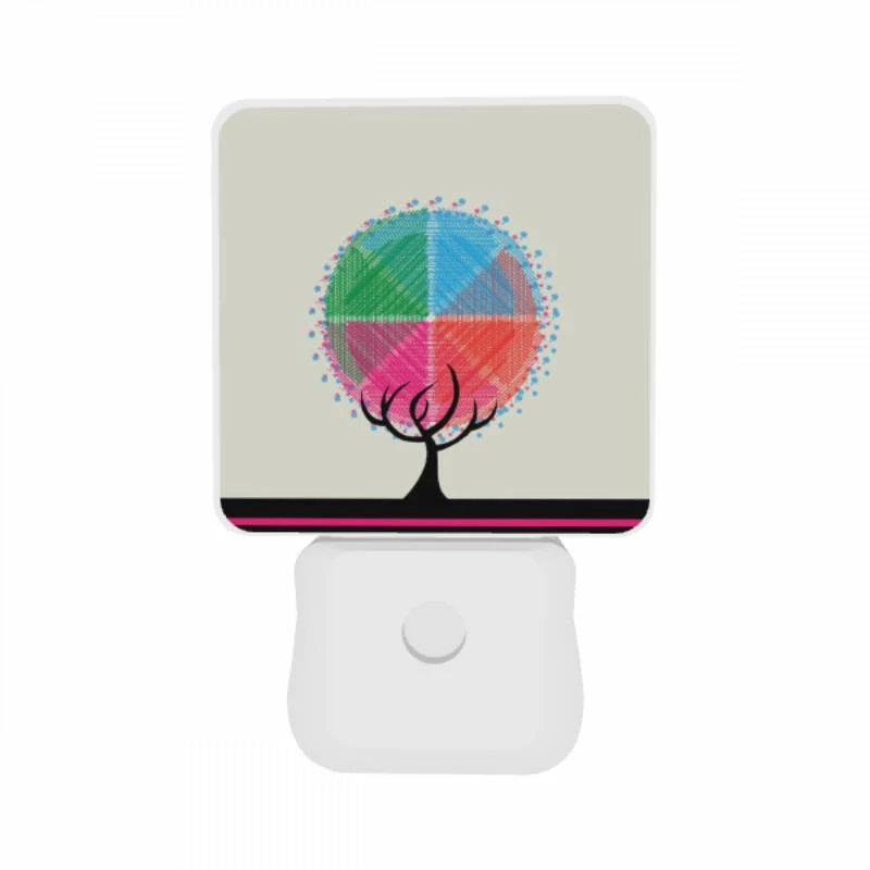Night Light Set of 2, A tree with a colorful circle on top. Night Light Set Of 2, A Tree With A Colorful Circle On Top. -Pattern Night Light 50457d83cbf3226afe649a338ce430140f73539f
