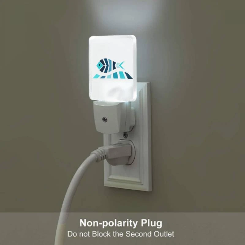 Night Light Set of 2, A blue and white fish with a yellow eye. Night Light Set Of 2, A Blue And White Fish With A Yellow Eye. -Pattern Night Light 509a5086fef722555a3104f6a1452a0342a4f6bc