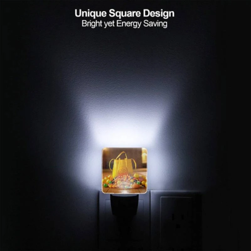 Night Light, A yellow bag with a smiley face on it is filled with candy. Night Light, A Yellow Bag With A Smiley Face On It Is Filled With Candy. -Pattern Night Light 50b380f8ee94f6e25823dc827b725d62986d897d