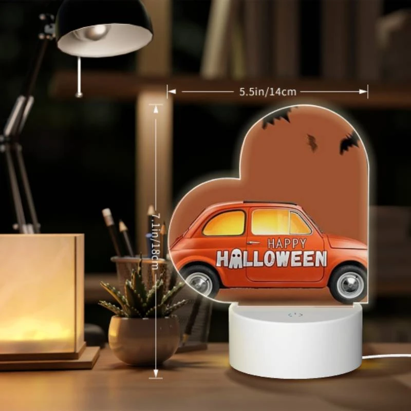 Love Acrylic Night Light, A small orange car with a happy Halloween sign on the side. Love Acrylic Night Light, A Small Orange Car With A Happy Halloween Sign On The Side. -Pattern Night Light 50cd73159efd0dddfd220a37c05f6a987138bb4f