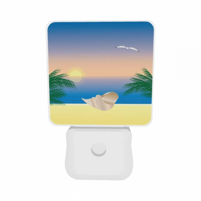 Night Light Set of 2, A beautiful sunset with a shell on the beach. Night Light Set Of 2, A Beautiful Sunset With A Shell On The Beach. -Pattern Night Light 51676683f1fc4c32168827a0e3dfd82ca12bd3e8