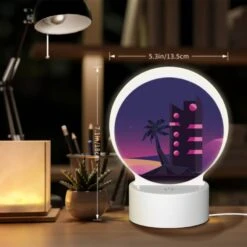 Round Acrylic Night Light, A Tall Building With A Pink And Black Color Scheme Is Lit Up At Night. 7 Round Acrylic Night Light, A Tall Building With A Pink And Black Color Scheme Is Lit Up At Night. -Pattern Night Light 51aad867b12877309127c3666e98dd3b4be69c92