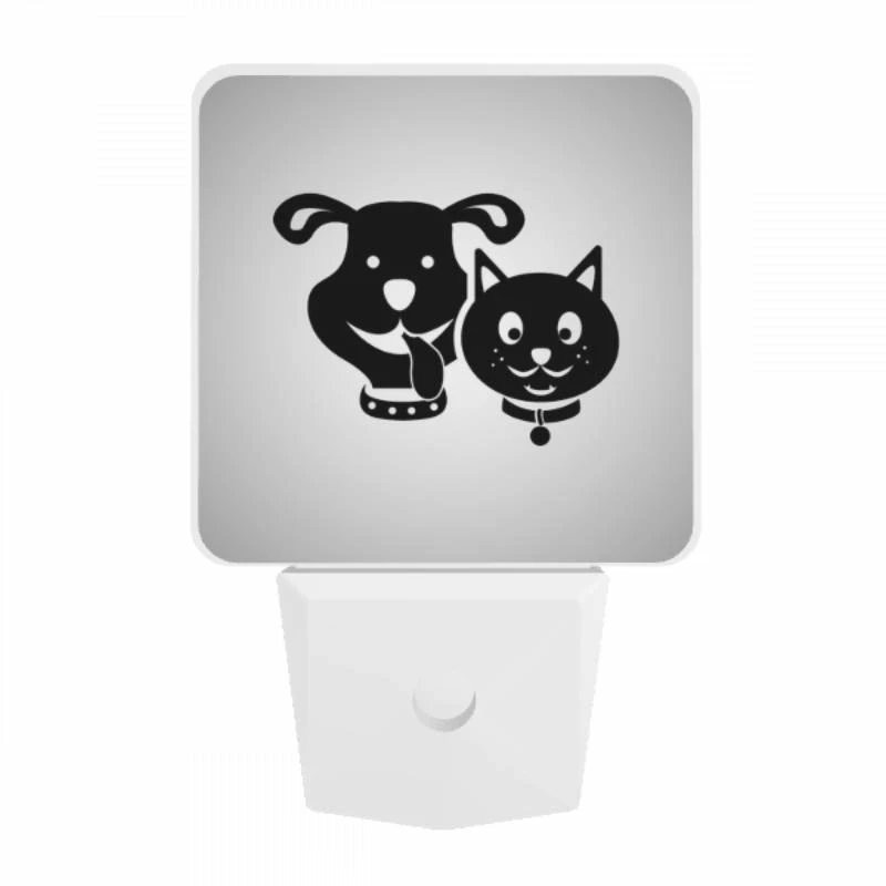 Night Light, A black and white dog and a black cat are sitting next to each other. Night Light, A Black And White Dog And A Black Cat Are Sitting Next To Each Other. -Pattern Night Light 51e19ac06d862489cbbc3fd6cb3d51503e258e06