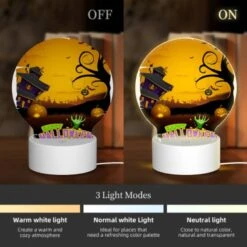 Round Acrylic Night Light, A Halloween Poster With A House 4 Round Acrylic Night Light, A Halloween Poster With A House -Pattern Night Light 5215ec8cdf5b256444c98cbd8652d9bcc77af8e3