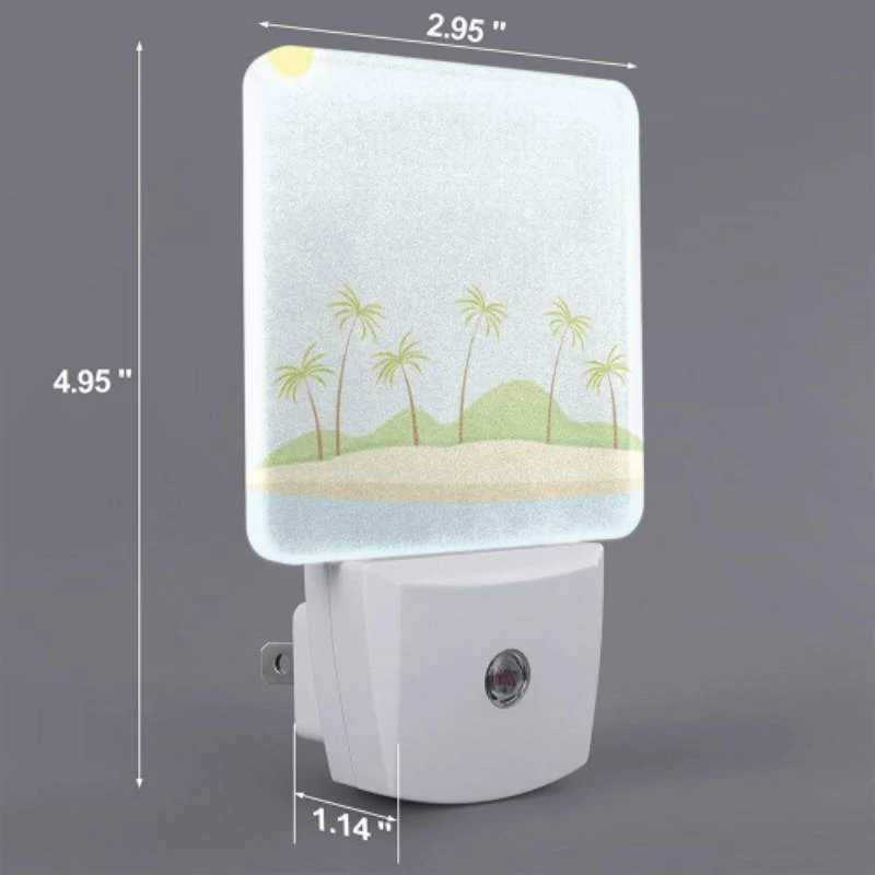 Night Light Set of 2, A beautiful beach scene with palm trees and a sunny sky. Night Light Set Of 2, A Beautiful Beach Scene With Palm Trees And A Sunny Sky. -Pattern Night Light 524e3d1031d7de47214224e4cb835117b5b38097