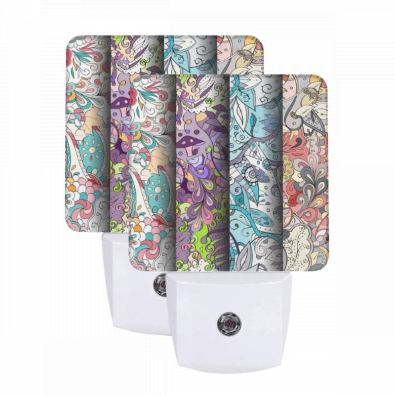 Night Light Set of 2, Three colorful designs are displayed on a wall. Night Light Set Of 2, Three Colorful Designs Are Displayed On A Wall. -Pattern Night Light 528b0bc8e9680b7a28d93ace8a2e0919365b406a