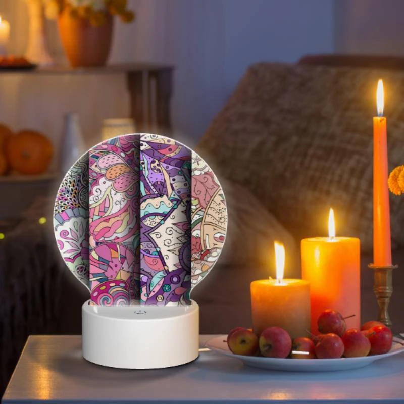 Round Acrylic Night Light, Three colorful designs are displayed on a wall. Round Acrylic Night Light, Three Colorful Designs Are Displayed On A Wall. -Pattern Night Light 52deab3a4e56a0fdbb018986076f30aebe1c88d8