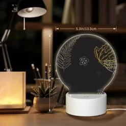Round Acrylic Night Light, A Collection Of Leaves And Flowers On A Black Background. 7 Round Acrylic Night Light, A Collection Of Leaves And Flowers On A Black Background. -Pattern Night Light 531ad8fd5aad0cc53a9ed5ff63f2bed597959e92