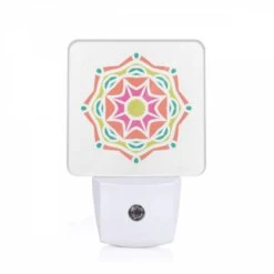 Night Light, A Colorful Flower Design With A Yellow Center.