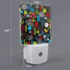 Night Light Set Of 2, A Colorful Flower Pattern With A Bird In The Middle. 3 Night Light Set Of 2, A Colorful Flower Pattern With A Bird In The Middle. -Pattern Night Light 537940420204c598ddea8ce1270154eee1faa481