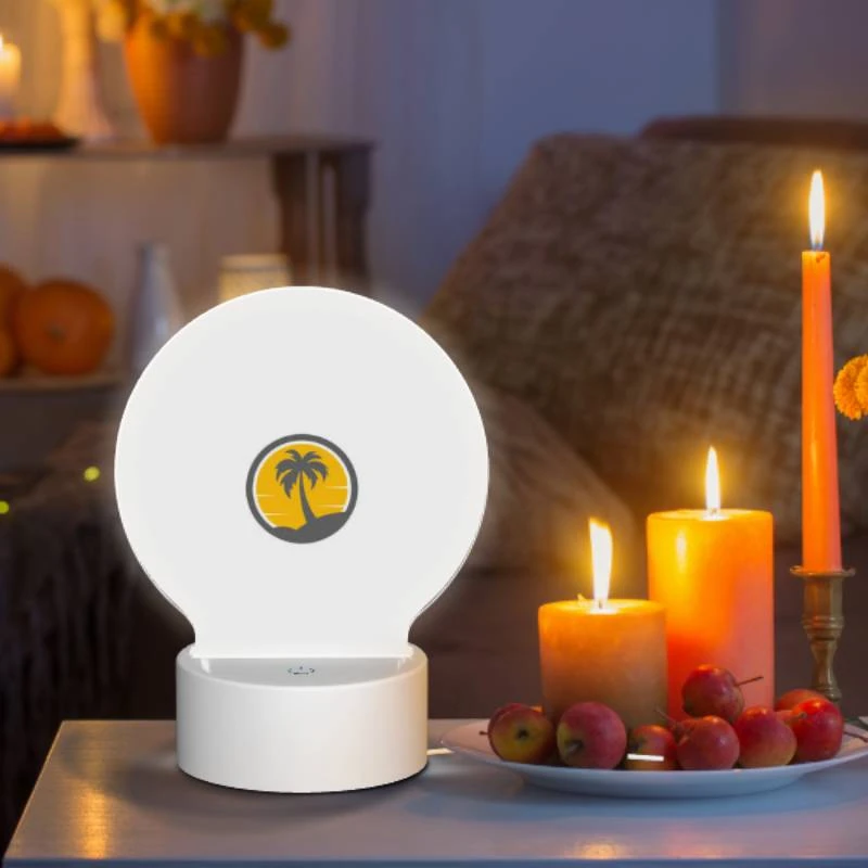 Round Acrylic Night Light, A logo of a palm tree on a beach. Round Acrylic Night Light, A Logo Of A Palm Tree On A Beach. -Pattern Night Light 53fec236730eab9b79ab71b45b2f50584d948c13