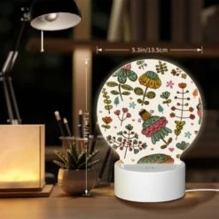 Round Acrylic Night Light, A Colorful Floral Pattern With A Variety Of Flowers And Leaves. 7 Round Acrylic Night Light, A Colorful Floral Pattern With A Variety Of Flowers And Leaves. -Pattern Night Light 544d591ee500eba6591fbc971f84a7e252c8d45b