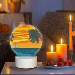 Round Acrylic Night Light, A Sailboat Is Sailing In The Ocean With A Beautiful Sunset In The Background. 8 Round Acrylic Night Light, A Sailboat Is Sailing In The Ocean With A Beautiful Sunset In The Background. -Pattern Night Light 55036c92b4543ec8fe358a16f19484c30f12fc0b