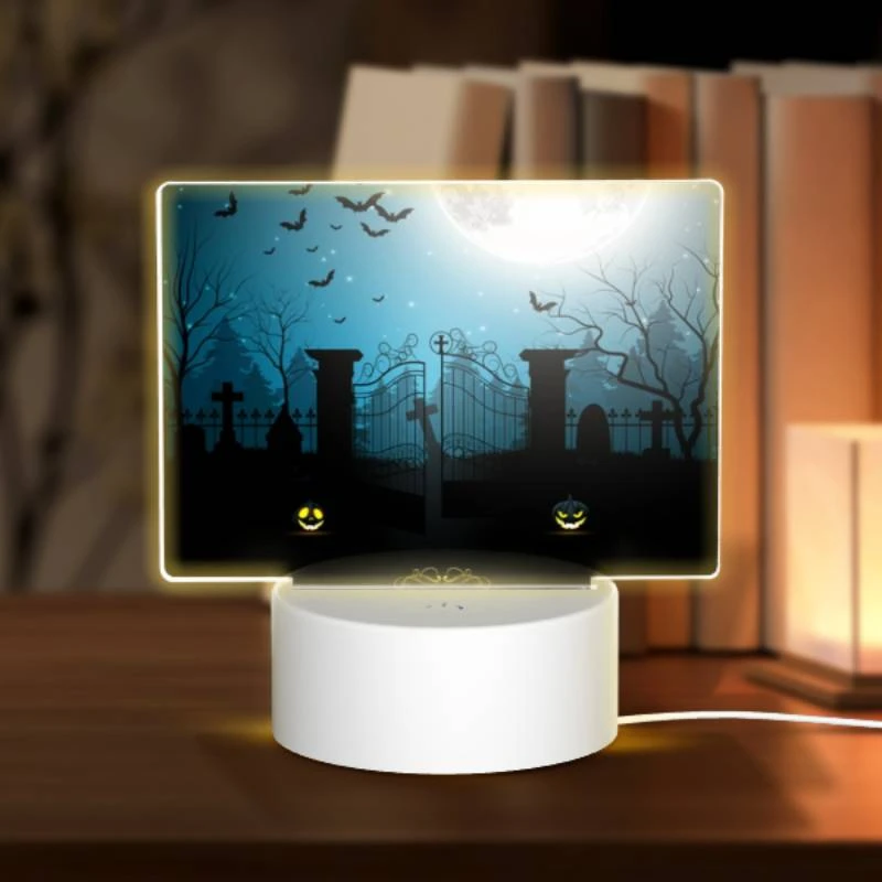 Rectangular Acrylic Night Light, A Halloween scene with a moon Rectangular Acrylic Night Light, A Halloween Scene With A Moon -Pattern Night Light 557f6ac61779aa150c3836c2d32a0dd38aceb255
