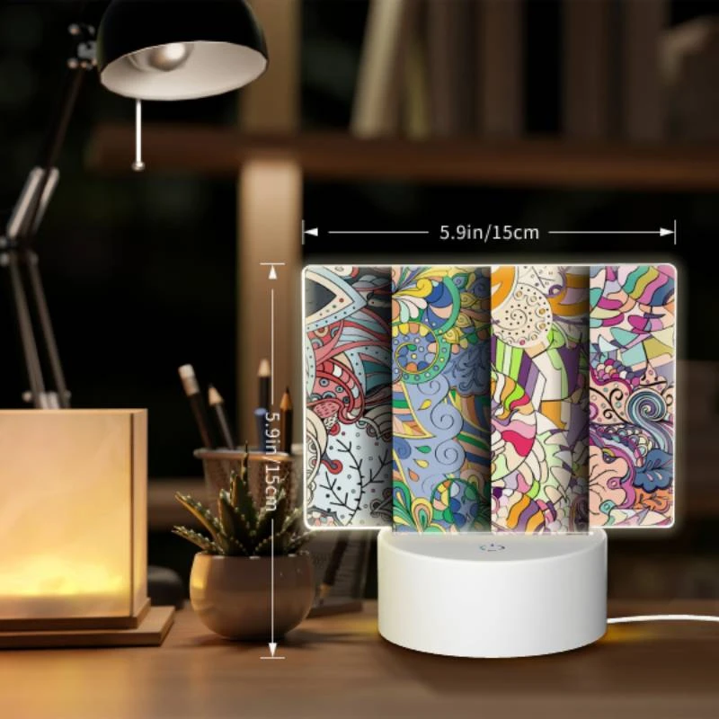 Rectangular Acrylic Night Light, Four different colored paintings of flowers. Rectangular Acrylic Night Light, Four Different Colored Paintings Of Flowers. -Pattern Night Light 55b9f501278cfc22f2f70e273d4d78dd207a9b41