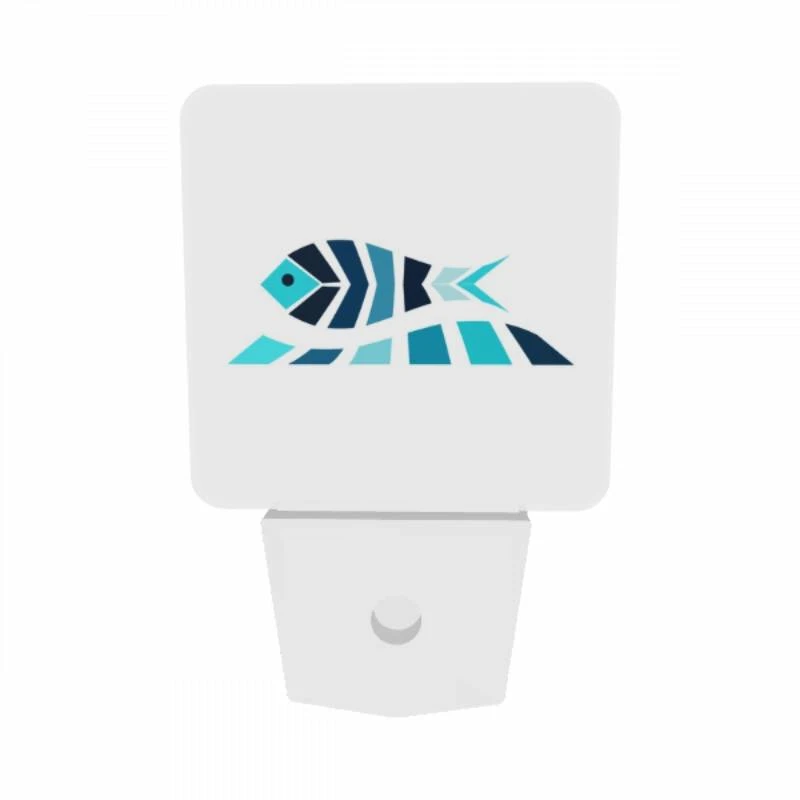 Night Light Set of 2, A blue and white fish with a yellow eye. Night Light Set Of 2, A Blue And White Fish With A Yellow Eye. -Pattern Night Light 55bd205cd9ba99a9754f0104b99c1cd612d2b27f