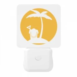 Night Light, A Yellow Circle With A Toothbrush And A Palm Tree. 10 Night Light, A Yellow Circle With A Toothbrush And A Palm Tree. -Pattern Night Light 56100ab631c355602d010da9b3b486efb3f95bba