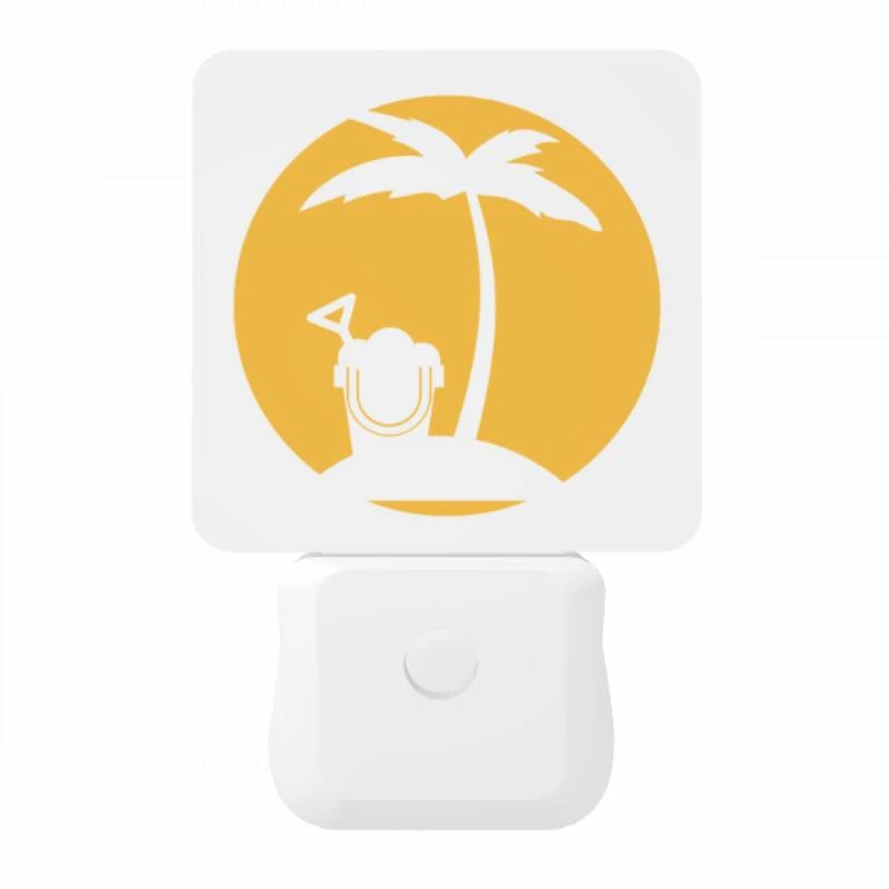 Night Light, A yellow circle with a toothbrush and a palm tree. Night Light, A Yellow Circle With A Toothbrush And A Palm Tree. -Pattern Night Light 56100ab631c355602d010da9b3b486efb3f95bba