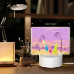 Rectangular Acrylic Night Light, A Beach Scene With Palm Trees 7 Rectangular Acrylic Night Light, A Beach Scene With Palm Trees -Pattern Night Light 563631dc141789d0fd077908588039706635d97f