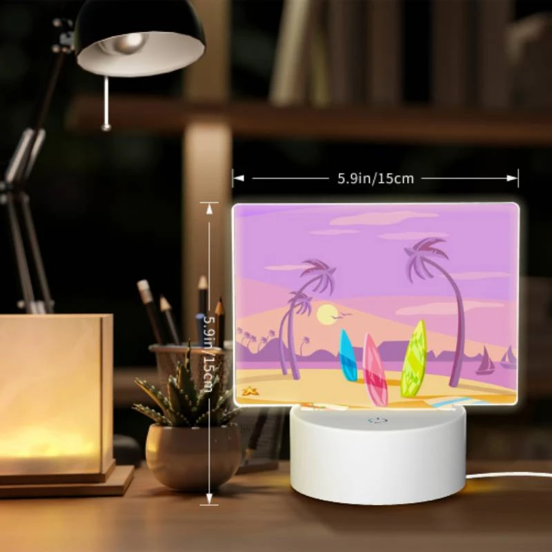Rectangular Acrylic Night Light, A beach scene with palm trees Rectangular Acrylic Night Light, A Beach Scene With Palm Trees -Pattern Night Light 563631dc141789d0fd077908588039706635d97f