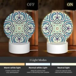 Round Acrylic Night Light, A Blue And White Patterned Design. 4 Round Acrylic Night Light, A Blue And White Patterned Design. -Pattern Night Light 56ae25a4e858fceb9f4d7adb75b35955817ba8f3