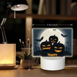 Rectangular Acrylic Night Light, A Poster With Three Pumpkins And Bats On It 7 Rectangular Acrylic Night Light, A Poster With Three Pumpkins And Bats On It -Pattern Night Light 56b2643af93ac64687092ac115821523419d2994