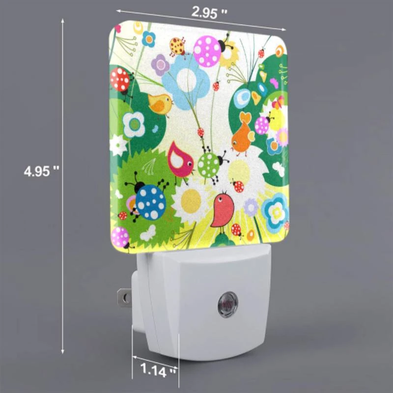 Night Light Set of 2, A colorful painting of birds and flowers. Night Light Set Of 2, A Colorful Painting Of Birds And Flowers. -Pattern Night Light 56f41d34c9c9b23760cf5256a41b8782e986deb5