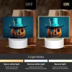Rectangular Acrylic Night Light, A Pumpkin With A Top Hat And A Smile On Its Face. -Pattern Night Light 5707cda96536f753cbe69d56cce8e24bfba256d7