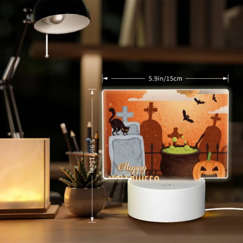 Rectangular Acrylic Night Light, A Halloween poster with a cat Rectangular Acrylic Night Light, A Halloween Poster With A Cat -Pattern Night Light 575e5134b18298b960386bc806c4d28ecdc9413f