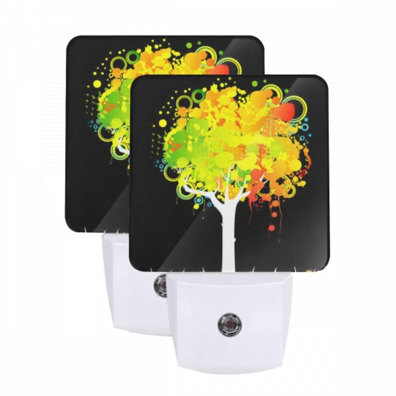Night Light Set of 2, A tree with a rainbow of colors on it. Night Light Set Of 2, A Tree With A Rainbow Of Colors On It. -Pattern Night Light 576024110d6cad2a285442556d272eec9bc60bdb