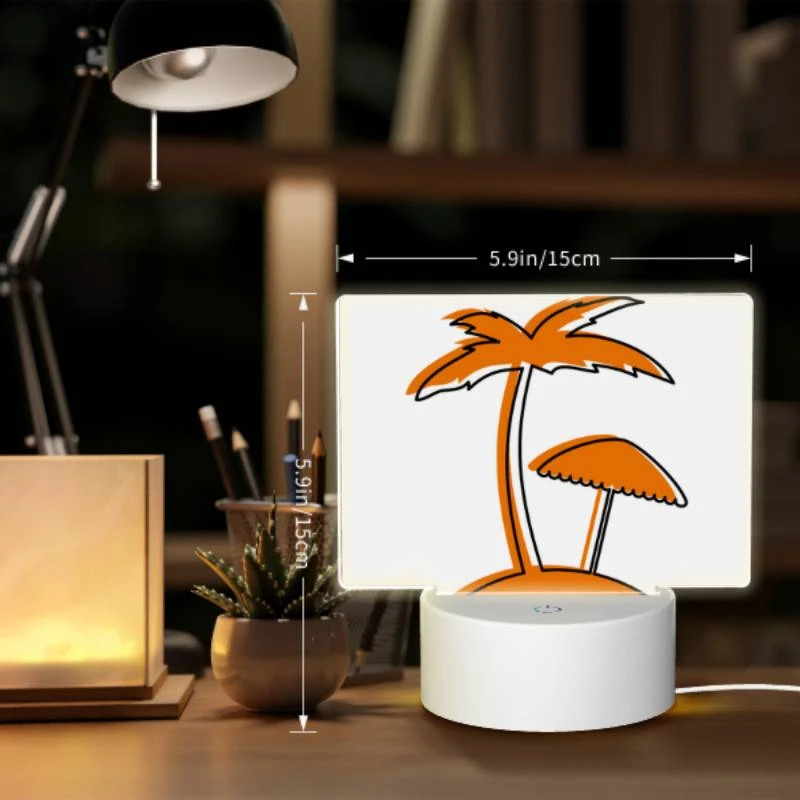 Rectangular Acrylic Night Light, A cartoon drawing of a palm tree with a beach umbrella. Rectangular Acrylic Night Light, A Cartoon Drawing Of A Palm Tree With A Beach Umbrella. -Pattern Night Light 57de684d3d96638d43db7c69dbfa3d53af1858c5