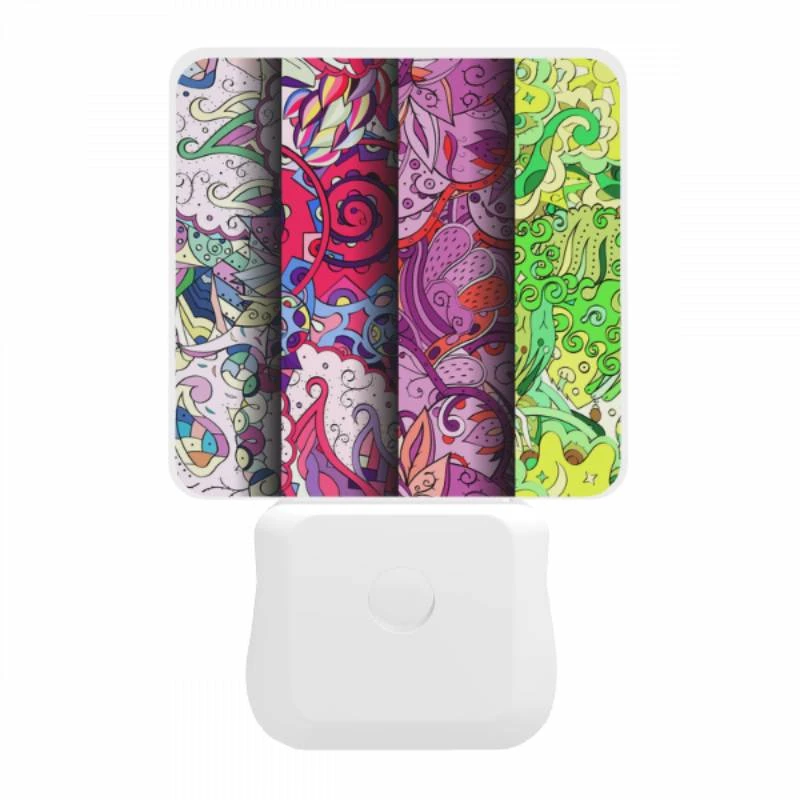 Night Light, Three colorful designs are displayed on a row. Night Light, Three Colorful Designs Are Displayed On A Row. -Pattern Night Light 589670e1dcc85400e3222b992b88af21a66bd65a
