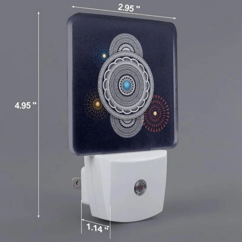 Night Light Set of 2, A blue circle with a yellow star in the middle. Night Light Set Of 2, A Blue Circle With A Yellow Star In The Middle. -Pattern Night Light 589d73f71b1814dd38dd103e8c27159d3ce1769c