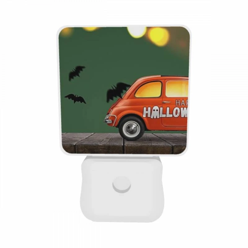 Night Light Set of 2, A cartoon car with a bats and a sign that says Happy Halloween. Night Light Set Of 2, A Cartoon Car With A Bats And A Sign That Says Happy Halloween. -Pattern Night Light 5a6ad81a5086e093b0ba79031f2d102b42eb7e37