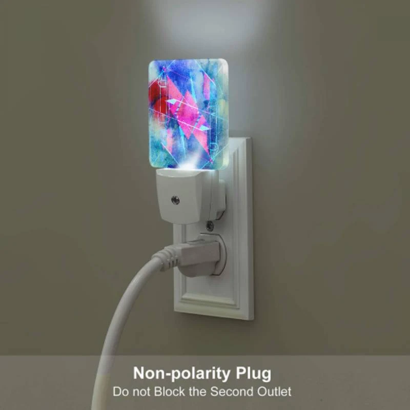 Night Light Set of 2, A blue and pink geometric design. Night Light Set Of 2, A Blue And Pink Geometric Design. -Pattern Night Light 5ad92daafad20abac7432b974d0d1186c9c64cfb