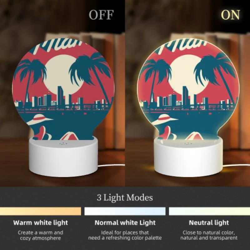 Round Acrylic Night Light, A woman wearing a hat is sitting on a beach Round Acrylic Night Light, A Woman Wearing A Hat Is Sitting On A Beach -Pattern Night Light 5b00f7864eb2b921e91c93610bbc797dcb7bfe29